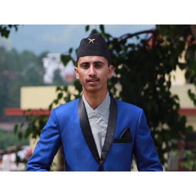 Anup Acharya, photographed in traditional Nepali dress